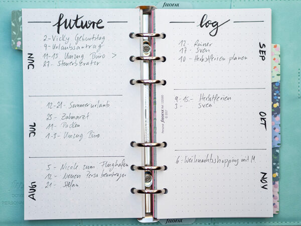 Der future log im Bullet Journal - Staehlin